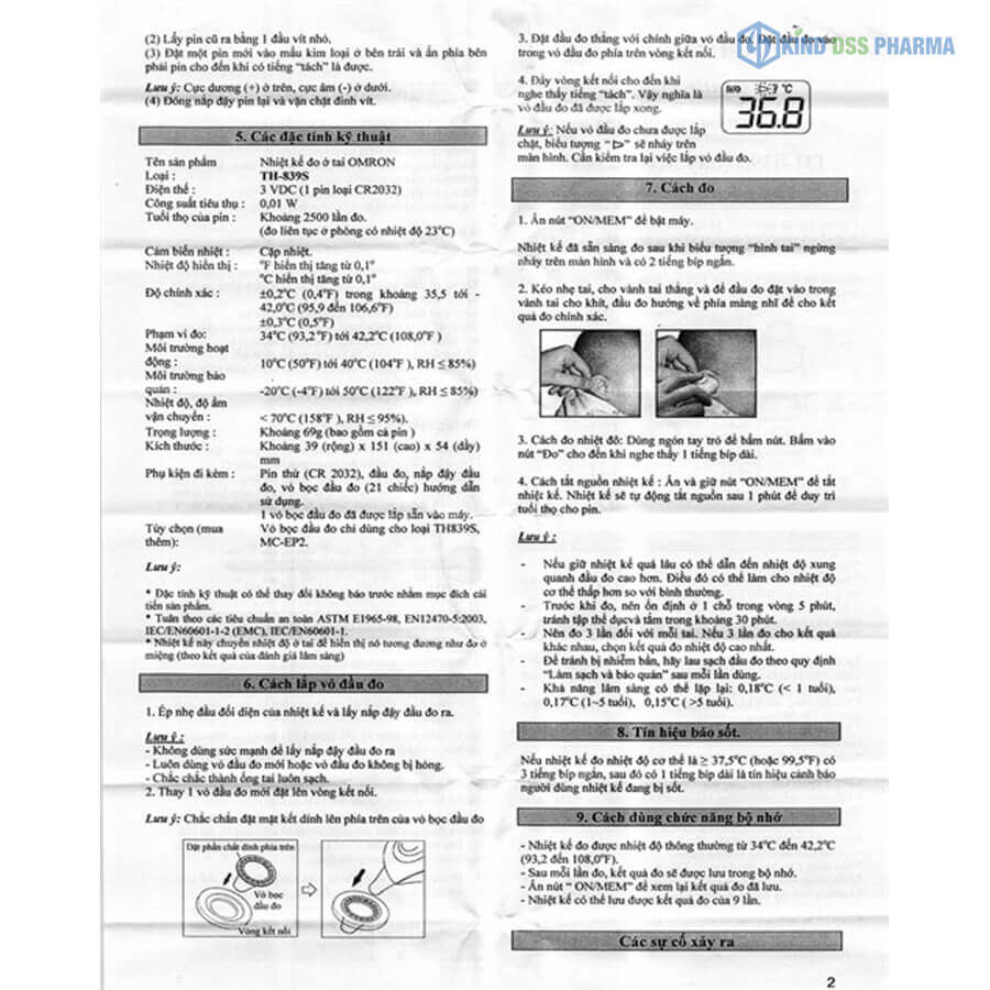 Nhiệt kế đo ở tai th839s omron Nhiệt kế đo ở tai th839s omron