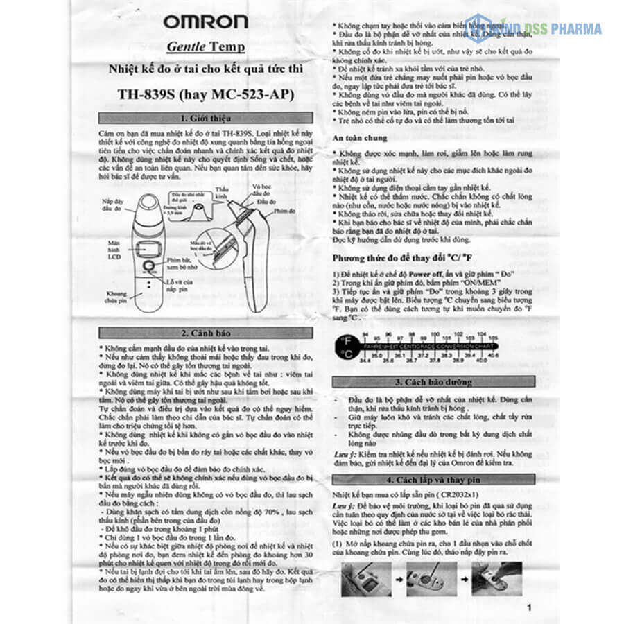 Nhiệt kế đo ở tai th839s omron Nhiệt kế đo ở tai th839s omron